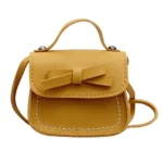 Bowknot PU Leather Mini Baby Girls Casual Messenger Bag Coin Purse Children Small Clutch Bags Simple Shoulder Bag