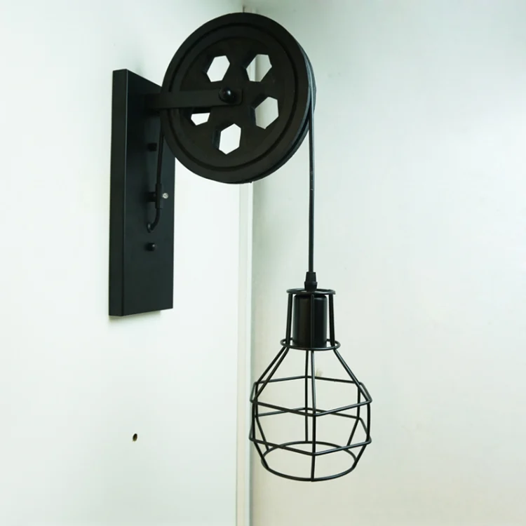 TBD0200871801A_2.webp 40W Grenade Retro Wrought Iron Pulley Lifting Wall Lamp Corridor Aisle Porch Wall Lamp - Image 3