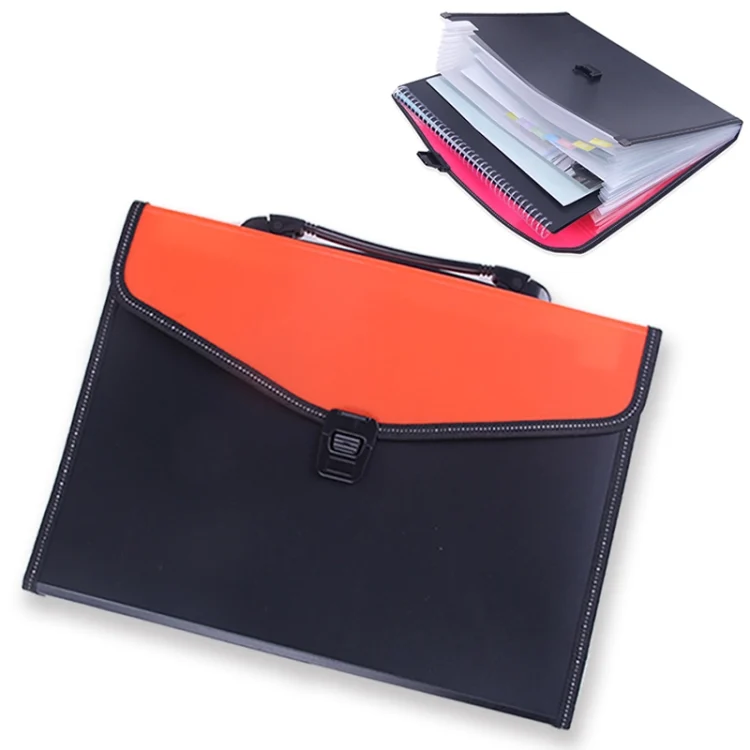 Portable 12-Layer File Pocket A4 Expanding File Classified Folder PP Storage Clip Ticket Package