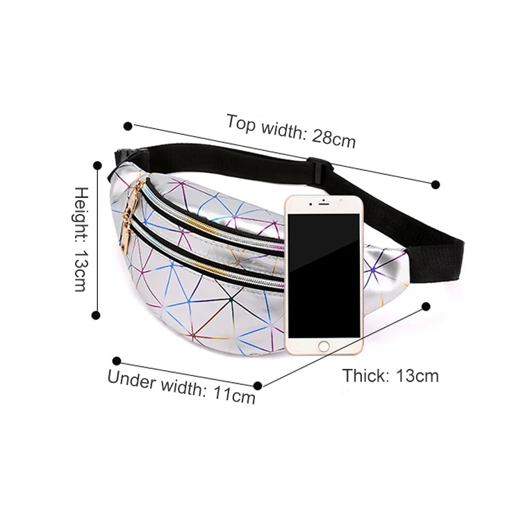 TBD0202176701A_2.webp Laser Pattern PU Leather Waist Bags Women Fanny Pack Single Shoulder Bag - Image 3