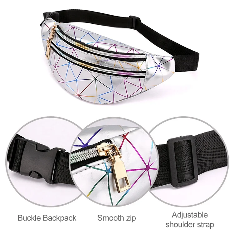 TBD0202176701A_3.webp Laser Pattern PU Leather Waist Bags Women Fanny Pack Single Shoulder Bag - Image 4