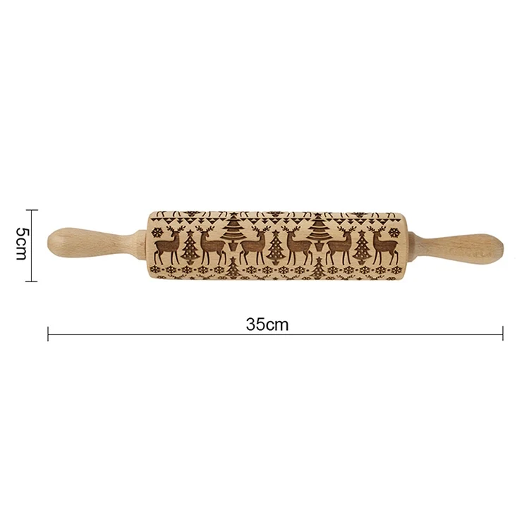 TBD0202718801A_1.webp Christmas Embossing Rolling Pin Baking Cookies Fondant Cake Dough Engraved Roller - Image 2