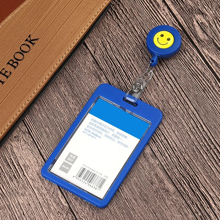 TBD0203021801A_6.webp 2 PCS ID Easy-to-pull Buckle Smiling Face Holder Name Tag Card Key Badge Retractable Holder - Image 7