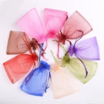 100 PCS Gift Bags Jewelry Organza Bag Wedding Birthday Party Drawable Pouches - Image 5