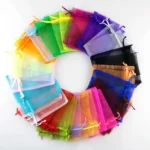 100 PCS Gift Bags Jewelry Organza Bag Wedding Birthday Party Drawable Pouches - Image 9