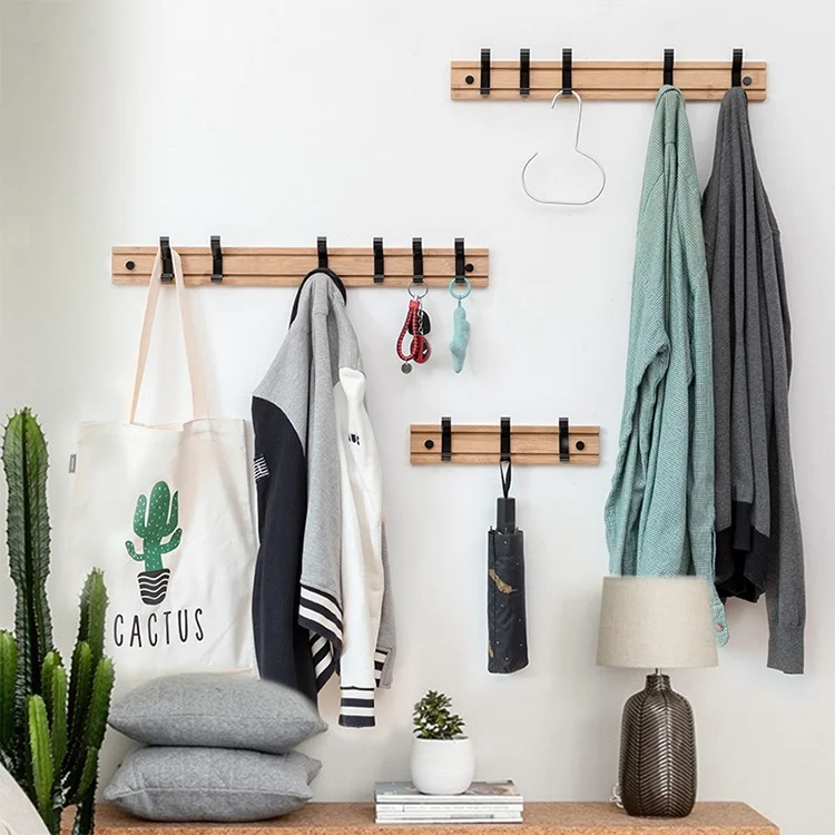 TBD0205551102_10.webp Fashion Wooden Free Punching Hook Coat Rack Hanger Hook for Bedroom Living Room or Wardrobe - Image 11