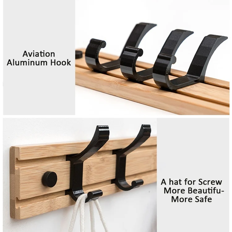 TBD0205551102_3.webp Fashion Wooden Free Punching Hook Coat Rack Hanger Hook for Bedroom Living Room or Wardrobe - Image 4