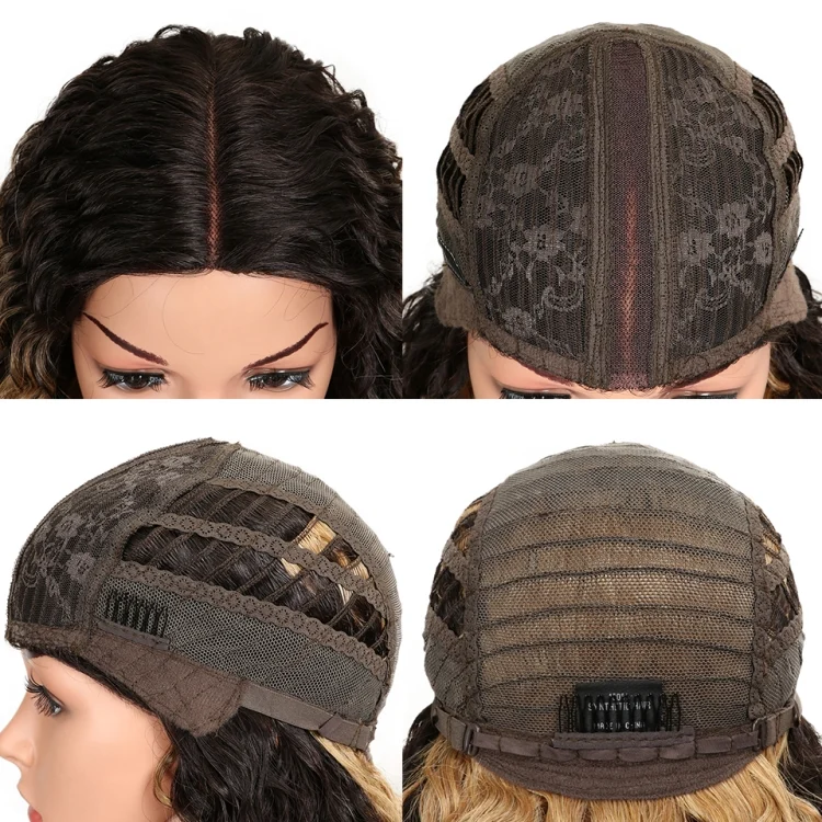 TBD0206804601A_4.webp Long Curly Hairpiece High Temperature Fiber Hair 23 Inch Natural Blonde Synthetic Lace Front Wigs - Image 5