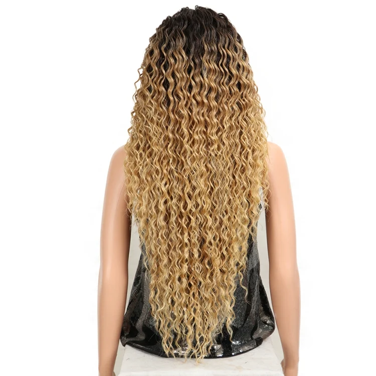 TBD0206804601A_5.webp Long Curly Hairpiece High Temperature Fiber Hair 23 Inch Natural Blonde Synthetic Lace Front Wigs - Image 6