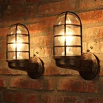 Retro Industrial Cage Wall Lamp Attic Interior Lighting Iron Copper Wall Lamp without Bulb - Image 7
