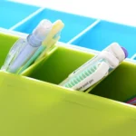 2 PCS Multi-function 4 Grid Desktop Pen Holder Office School Storage Case Plastic Box Desk Pen Pencil Organizer - Image 3