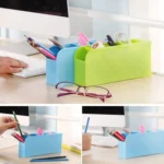 2 PCS Multi-function 4 Grid Desktop Pen Holder Office School Storage Case Plastic Box Desk Pen Pencil Organizer - Image 6