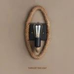 Vintage Hemp Rope Edison Light Bulb Wrought Iron Wall Lamp with Bulb - Image 3