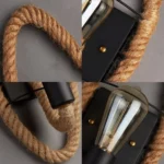 Vintage Hemp Rope Edison Light Bulb Wrought Iron Wall Lamp with Bulb - Image 4