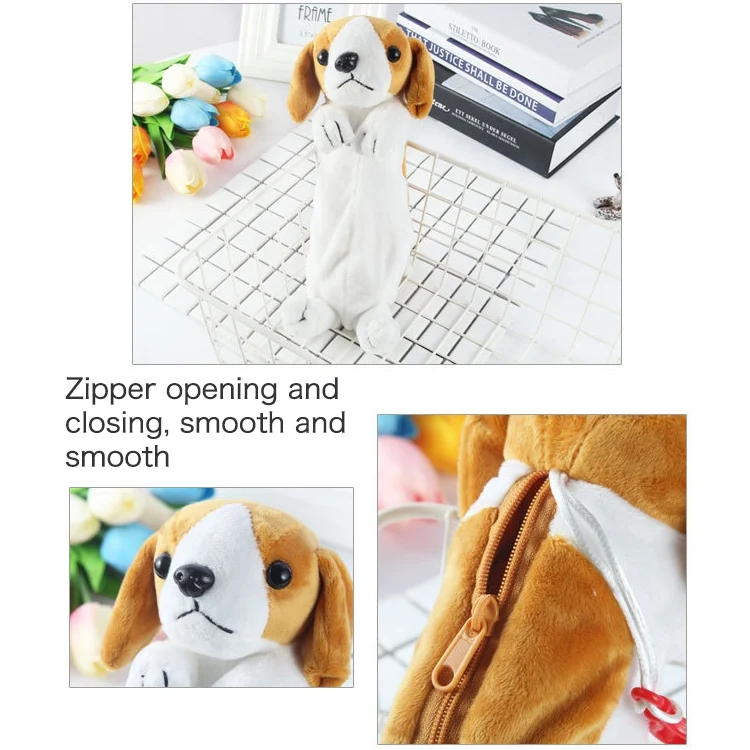 TBD0306639401C_4.webp Kawaii Cartoon Plush Dog Pencil Case Cute Animal Pen Bag Box Kids School Supplies Stationery - Image 5