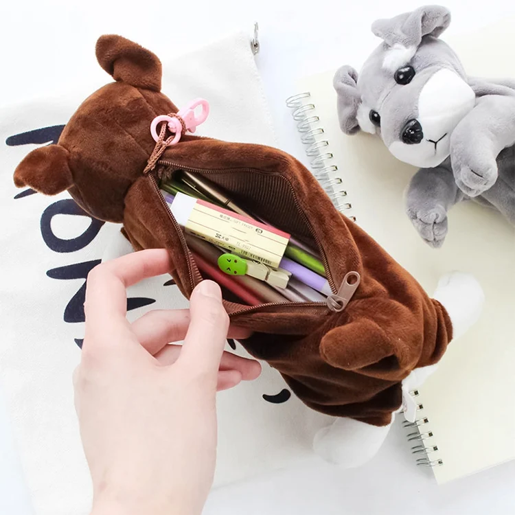 TBD0306639401C_6.webp Kawaii Cartoon Plush Dog Pencil Case Cute Animal Pen Bag Box Kids School Supplies Stationery - Image 7
