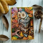 01663 Vintage Thick Handmade Leather Carving Owl Sketchbook Journal Cute Notebook - Image 3