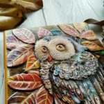 01663 Vintage Thick Handmade Leather Carving Owl Sketchbook Journal Cute Notebook - Image 5