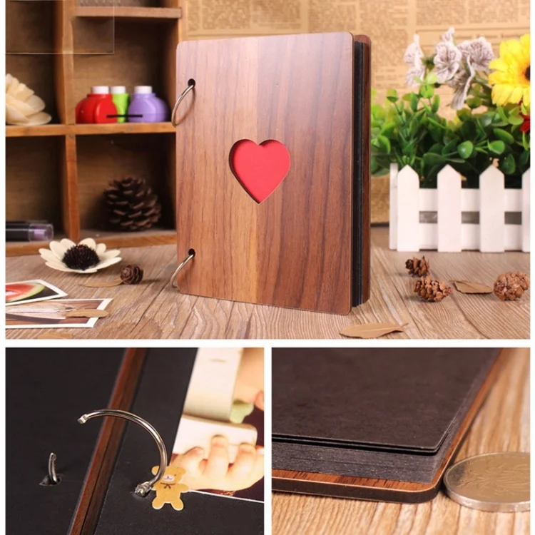TBD0307483001A_3.webp 6 inch 32 Pages Wooden Photo Album Baby Growth Memory Life Photo Record Book - Image 4