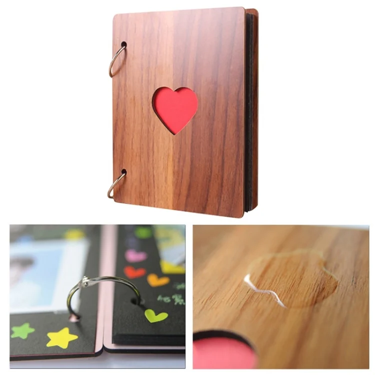 TBD0307483001A_4.webp 6 inch 32 Pages Wooden Photo Album Baby Growth Memory Life Photo Record Book - Image 5