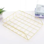 Folding Wrought Iron Letter Magazine Newspaper Holder Storage Rack File Tray Office Desk Organizer Supplies - Image 2