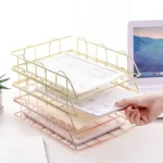 Folding Wrought Iron Letter Magazine Newspaper Holder Storage Rack File Tray Office Desk Organizer Supplies - Image 6