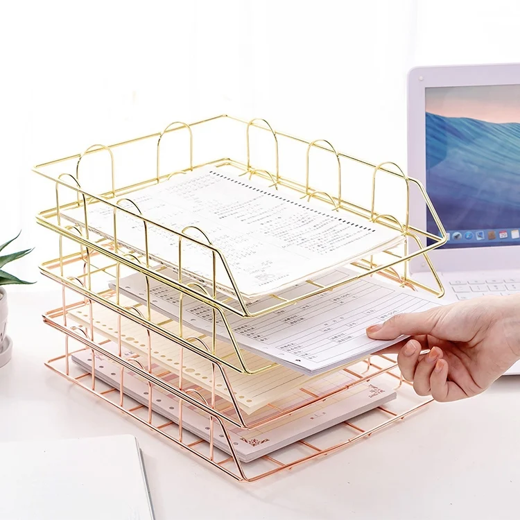 TBD0307496501A_5.webp Folding Wrought Iron Letter Magazine Newspaper Holder Storage Rack File Tray Office Desk Organizer Supplies - Image 6