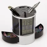 Desk Mesh Pen Pencil Holder Perpetual Calendar Office Supplies Multifunctional Digital LED Pens Storage Box