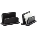 2 Blocks Office Stationery Leather Name Card Holder Stationery Bussiness  Office Home Card Holder - Image 2