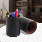 Faux Leather Leather Penholder Desk Supplies Organizer - Image 3