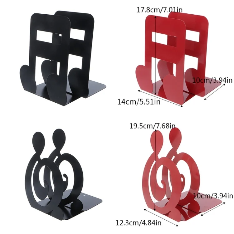 TBD0307526001A_1.webp 2 PCS Musical Note Metal Bookends Iron Support Holder Desk Stands For Books - Image 2