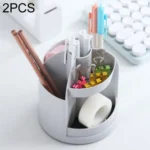 2 PCS Multi-function Rotating Plastic Gift Pen Holder Office Storage Box
