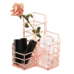 Pen Cup Holder Desk Hexagon Iron Hollow Makeup Brush Organizer Stationery Storage Container Hexagonal Penholder - Image 3