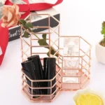 Pen Cup Holder Desk Hexagon Iron Hollow Makeup Brush Organizer Stationery Storage Container Hexagonal Penholder - Image 5