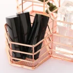 Pen Cup Holder Desk Hexagon Iron Hollow Makeup Brush Organizer Stationery Storage Container Hexagonal Penholder - Image 6