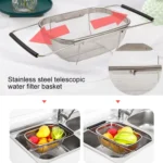 Stainless Steel Foldingf Filter Kitchen Tools Drainage Household Retractable Vegetable Fruit Basket - Image 8