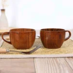 Mini Retro Handmade Wooden Coffee Tea Juice Water Cup Breakfast Beer Milk Drinkware with Handle - Image 4