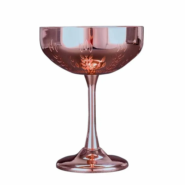 TBD0323840501A.webp 304 Stainless Steel Cup Ear Of Wheat Print Martini Goblet Wine Glass Drinkware - Image 1