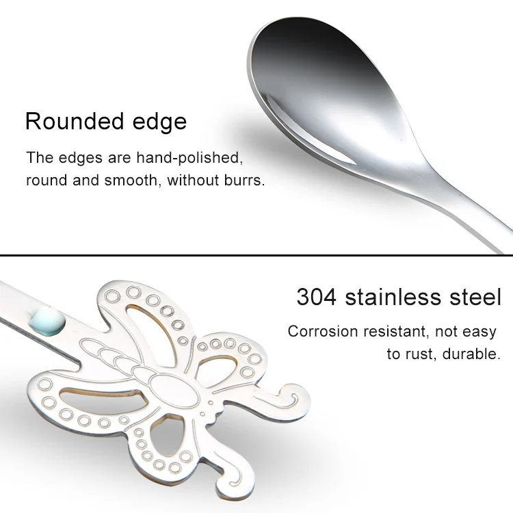 TBD0323886801_2.webp Multicolor Stainless Steel Butterfly Coffee Spoon Fruit Cold Drink Ice Cream Dessert Tea Spoon - Image 5