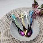 Multicolor Stainless Steel Butterfly Coffee Spoon Fruit Cold Drink Ice Cream Dessert Tea Spoon - Image 3