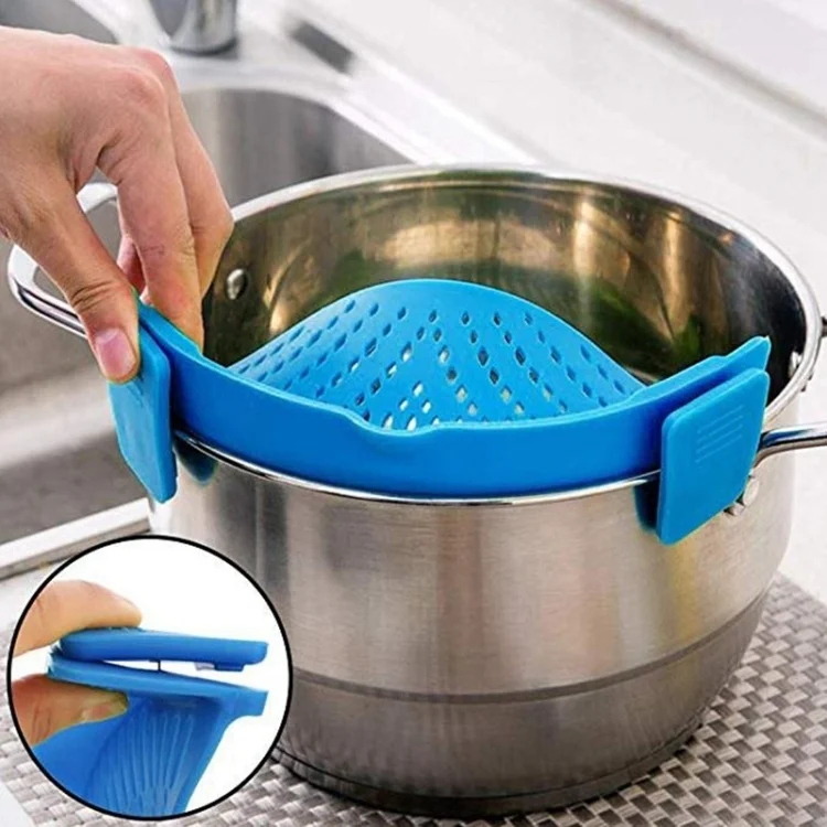 TBD03239067_5.webp Silicone Pot Filter Kitchen Clip Pot Filter Drain Excess Liquid Drain Pasta Vegetable Cookware - Image 6