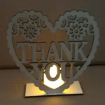 2 PCS Creative Heart Shaped Wooden Decoration Romantic Wooden Sign LED Candle Light - Image 4