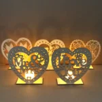 2 PCS Creative Heart Shaped Wooden Decoration Romantic Wooden Sign LED Candle Light - Image 6