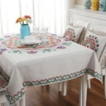 Retro Pattern Linen Table Cloth For Dinner Home Decor Dustproof Table Cover - Image 6