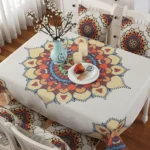 Retro Pattern Linen Table Cloth For Dinner Home Decor Dustproof Table Cover - Image 7