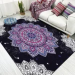National Style Abstract Dark Blue Art Carpets Living Room Bedroom Floor Mat