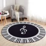 Music Symbol Piano Key  Round Carpet  Home Bedroom Mat Floor Decoration Rug,
