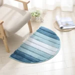 Stripe Pattern Non Slip Microfiber Semi Elliptical Kitchen Dining Room Mat - Image 2