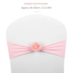 Chair Sashes Bows Decor Elastic Spandex Chair Sash with Pink Flower Stretch Chair Band Wedding Decoration - Image 3