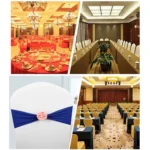 Chair Sashes Bows Decor Elastic Spandex Chair Sash with Pink Flower Stretch Chair Band Wedding Decoration - Image 7